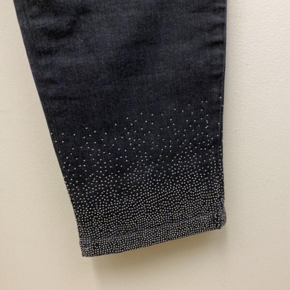 Soft Surroundings PL L Petite Black Stretch Denim Jeans Ankle Sparkle - Picture 2 of 5